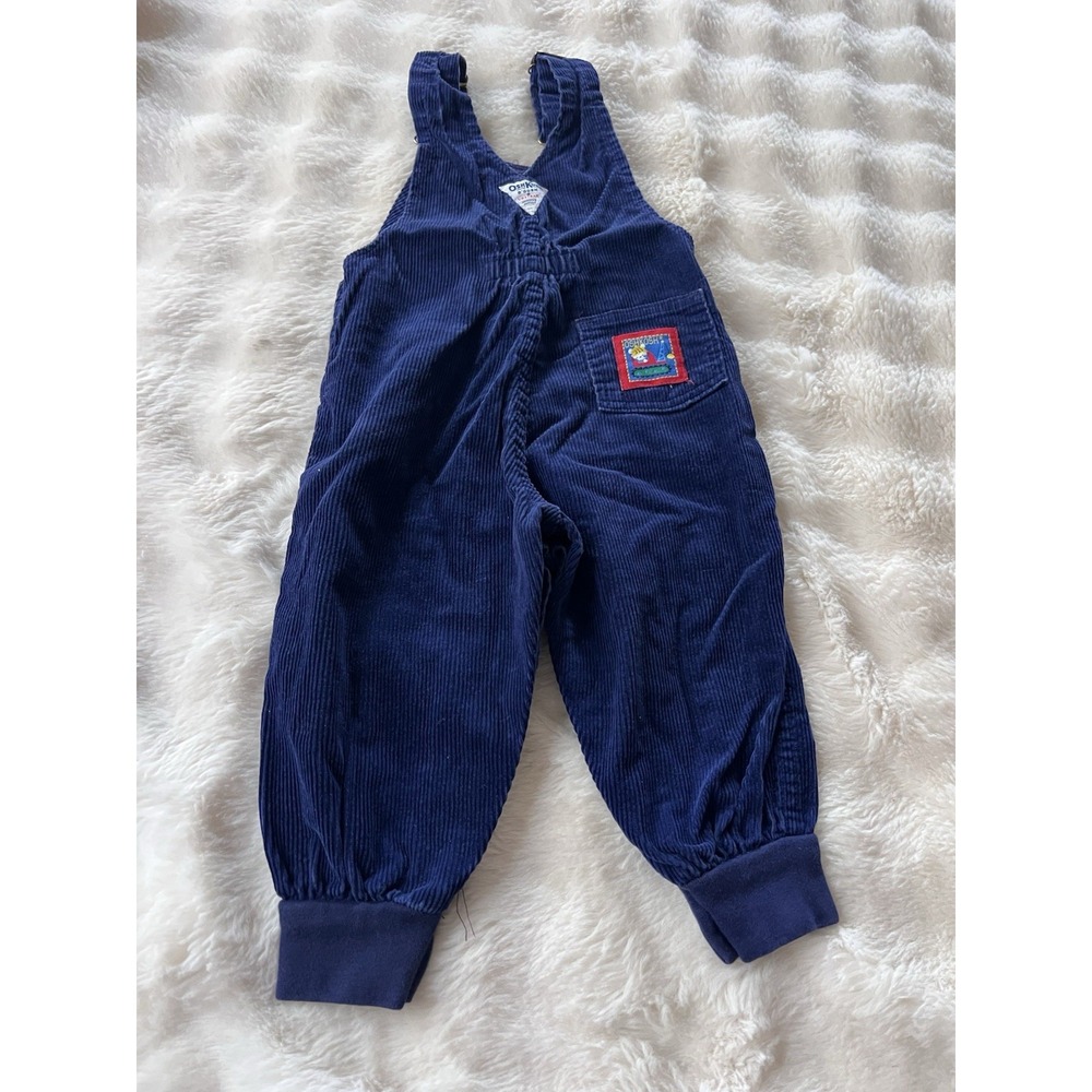 Vintage 90s OshKosh Boys Mice  Construction Patch  Corduroy Overalls Bubble Leg